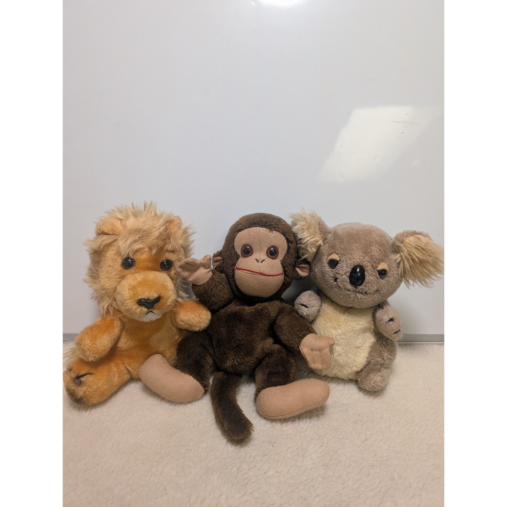 Vintage 1978 Dakin Ground Nutshell Bean Bag Plush Licorice Lion Koala Monkey Lot